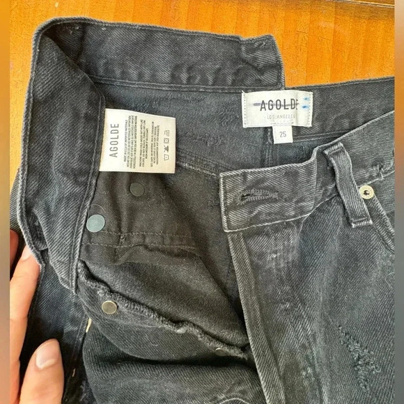 Agolde Black Criss Cross Straight Jeans - Picture 3 of 3